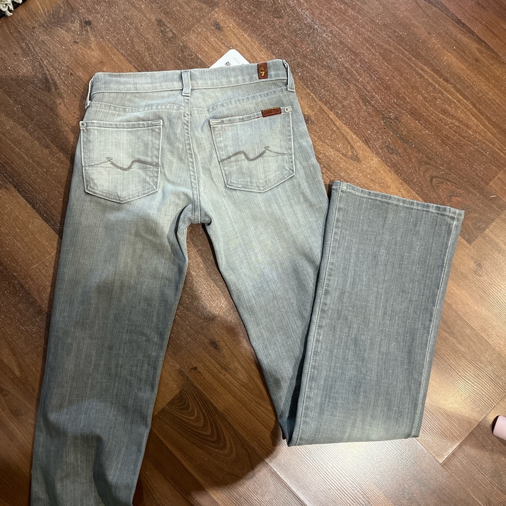 7 for all mankind light grey skinny to flare leg jeans low rise - Picture 4 of 4